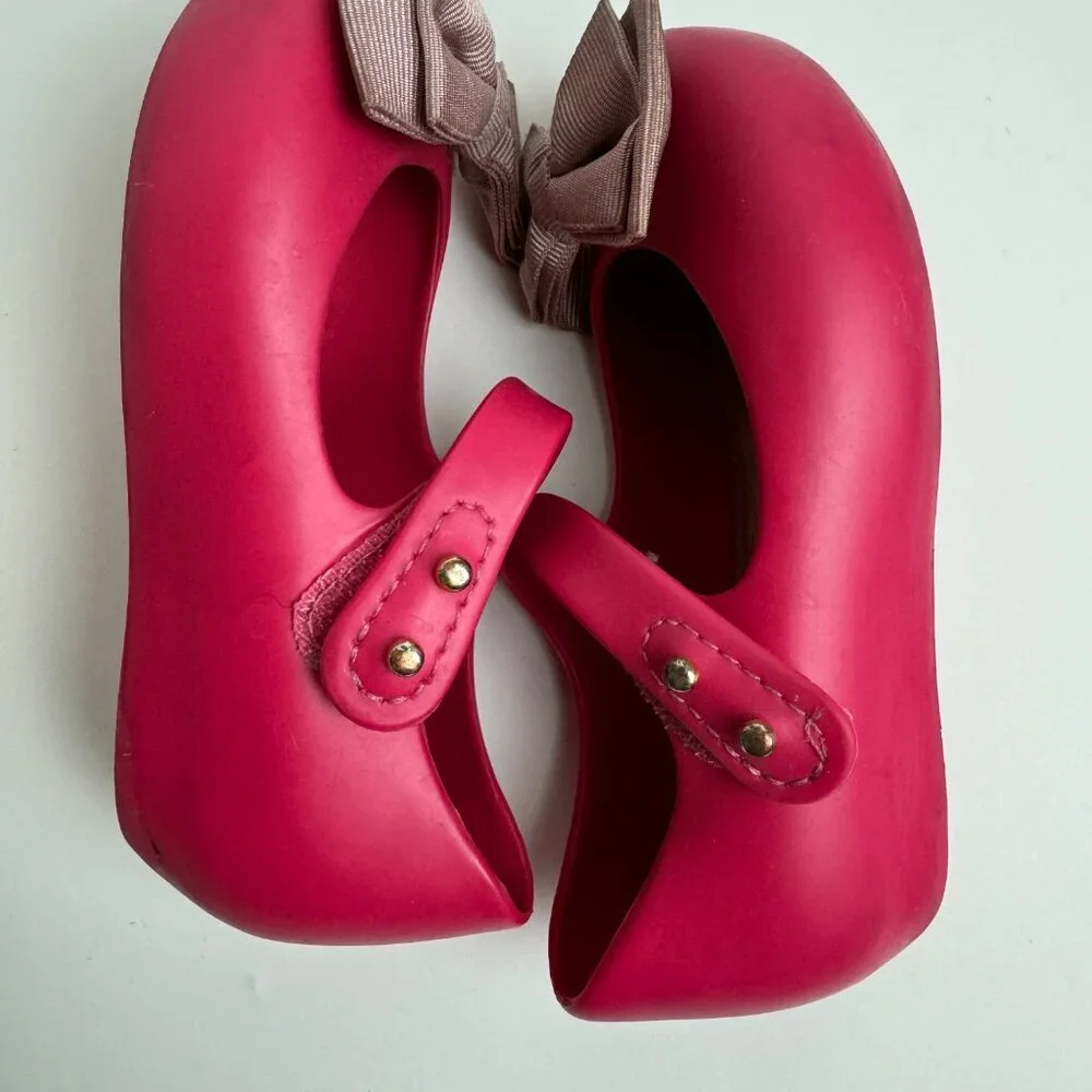 Mini Melissa Pink Fuchsia Mary Jane Bows Size 7